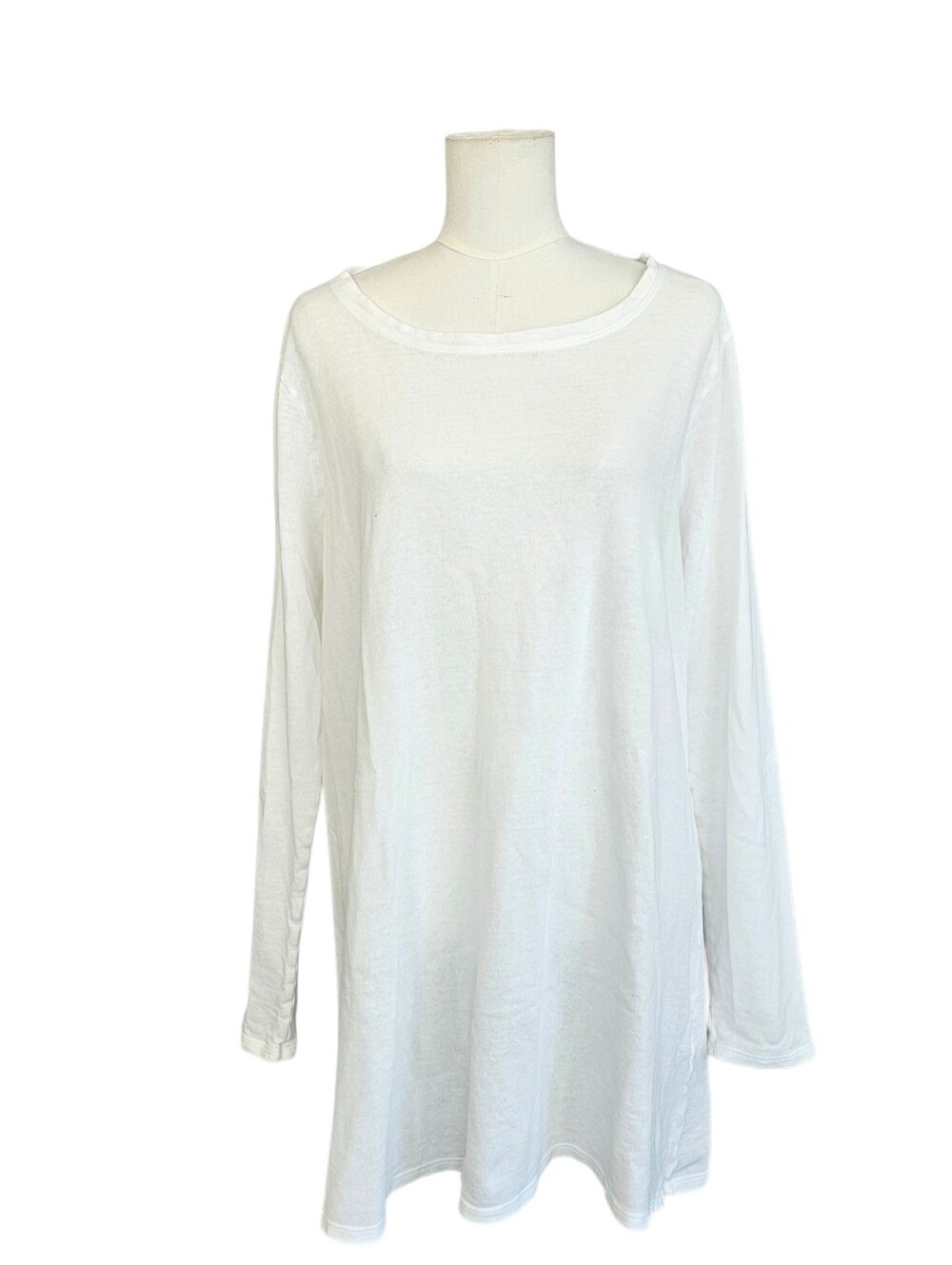 CP Shades Lagenlook White Long-Sleeve Crew Neck Oversized Tunic Or Dress M